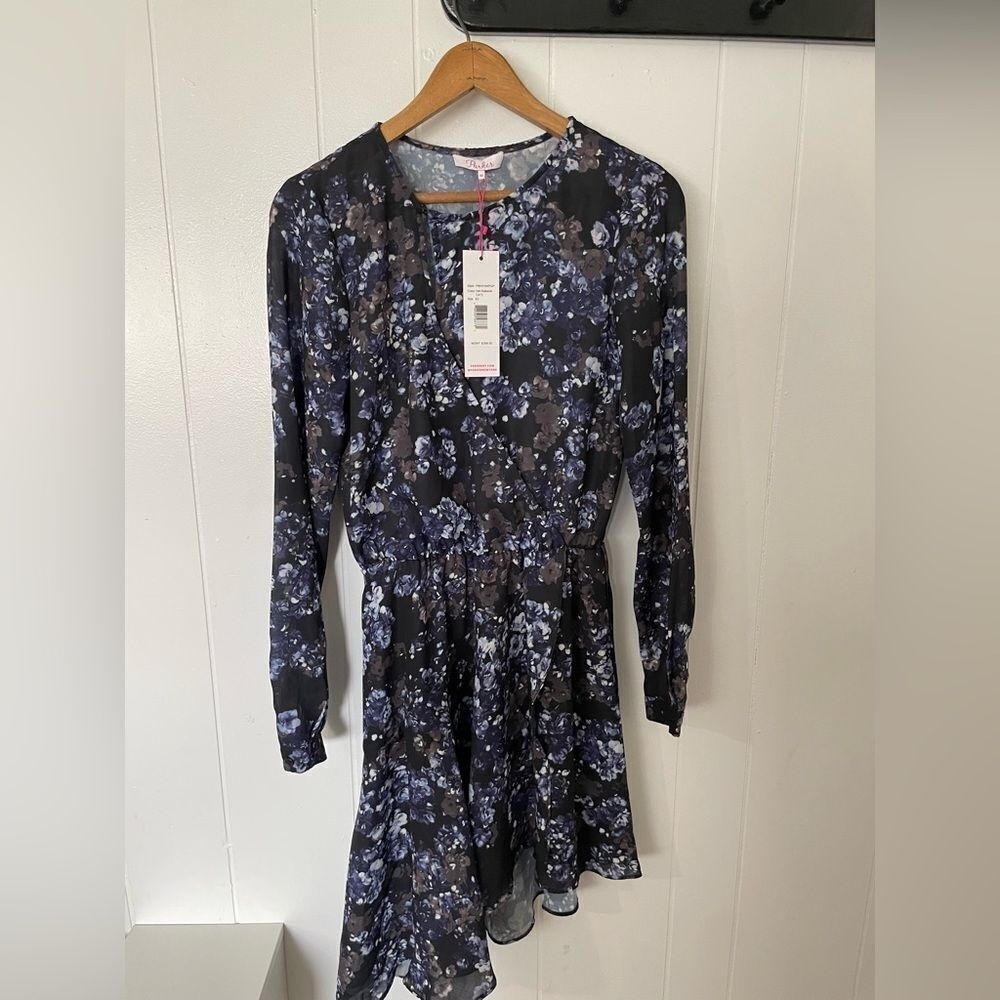 Nwt Parker Longsleeve Lightweight Dark Blue Floral Print Ladies Extra Small Xs